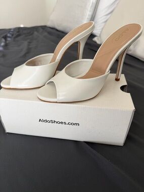 ALDO White Open-Toe Stiletto Mules